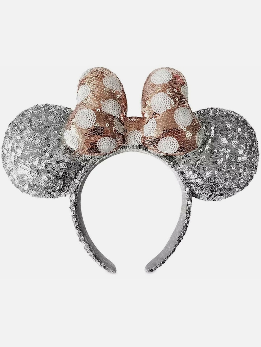 Mickey Mouse Rose Gold Silver Sequins Disney Parks Polka Dot Ears Headband
